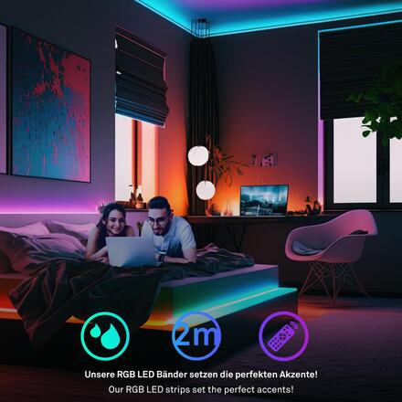 BRILONER Pimp Your Stripe startovací sada LED pásek 2m, IP44 venkovní, RGB+W, dálkový ovladač 2166192