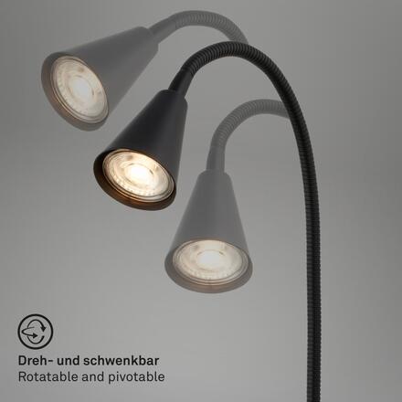 BRILONER Justra lampa na čtení, nastavitelná, 2x USB porty, černá 2175015