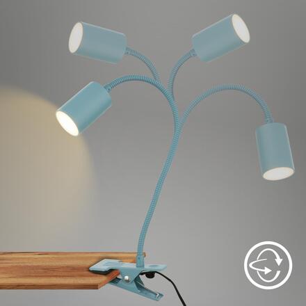 BRILONER Fleks lampička na stůl, nastavitelná, s klipsem, modrá 2176010