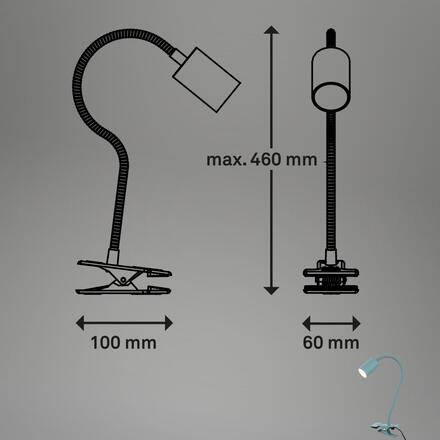 BRILONER Fleks lampička na stůl, nastavitelná, s klipsem, modrá 2176010