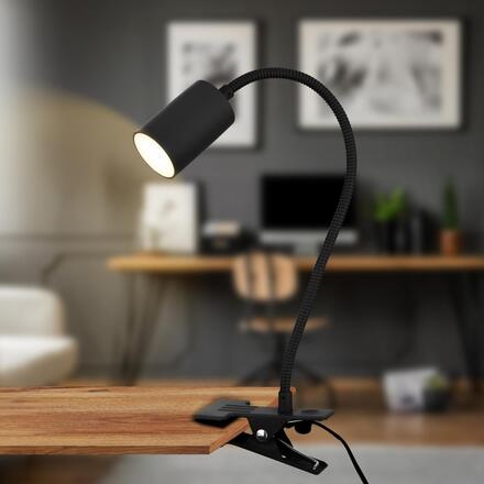 BRILONER Fleks lampička na stůl, nastavitelná, s klipsem, černá 2176015