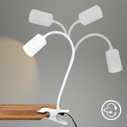 BRILONER Fleks lampička na stůl, nastavitelná, s klipsem, bílé 2176016
