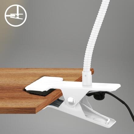 BRILONER Fleks lampička na stůl, nastavitelná, s klipsem, bílé 2176016