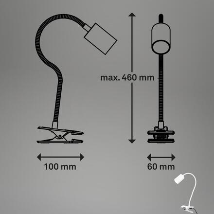 BRILONER Fleks lampička na stůl, nastavitelná, s klipsem, bílé 2176016