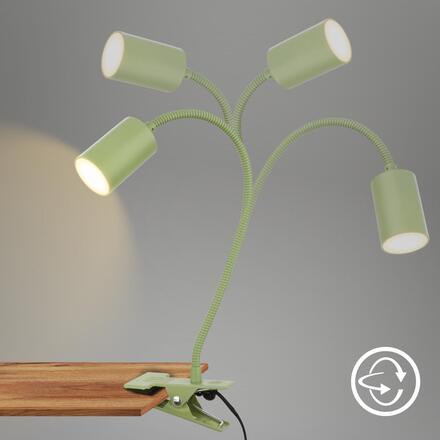 BRILONER Fleks lampička na stůl, nastavitelná, s klipsem, zelená 2176019
