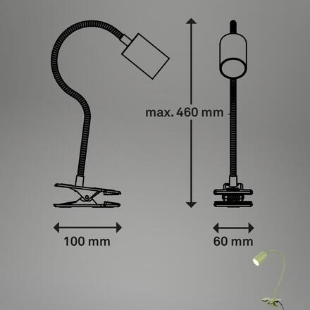 BRILONER Fleks lampička na stůl, nastavitelná, s klipsem, zelená 2176019
