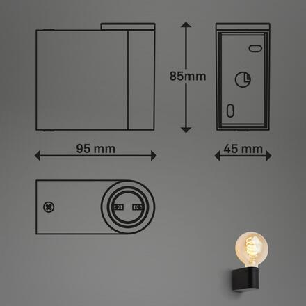 BRILONER Donga svítidlo k zrcadlu koupelna, ochrana proti vodě, montáž na stěnu, černá 2182015