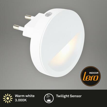 BRILONER LED senzor světlo do zásuvky, 6,5 cm, LED modul, 30lm, bílé BRI 2186016