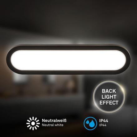 BRILONER Pil svítidlo k zrcadlu - 10W, 1200lm, LED, přímé a nepřímé osvětlení, 35cm, neutrální bílá, černá 2193015