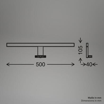 BRILONER Dun svítidlo k zrcadlu - 10W, 1000lm, LED, 2 způsoby montáže, 50 cm, teplá bílá, černá 2194015