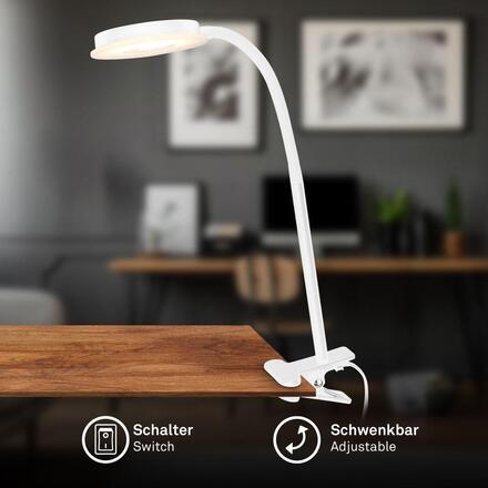 BRILONER Plegg lampička s klipsem - 3,2W, 350lm, LED, nastavitelné, bílé 2195016