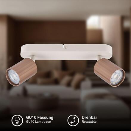 BRILONER Skaft stropní bodové svítidlo - GU10 patice, max. 9W, nastavitelné, kávová, 2-ramenné 2324024