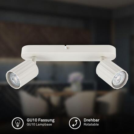 BRILONER Skaft stropní bodové svítidlo - GU10 patice, max. 9W, nastavitelné, starobílá, 2-ramenné 2324026