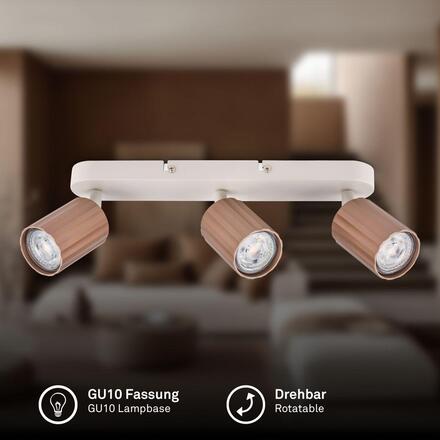 BRILONER Skaft stropní bodové svítidlo - GU10 patice, max. 9W, nastavitelné, kávová, 3-ramenné 2324034