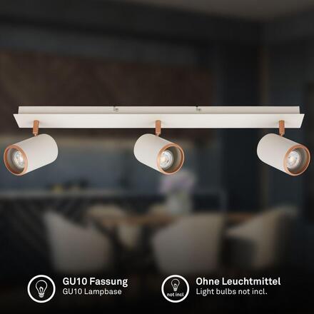 BRILONER Era stropní bodové svítidlo - GU10 patice, max. 10W, nastavitelné, světlešedá/kávová, 3-ramenné 2358034