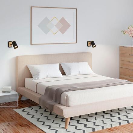 BRILONER Duta nástěnné svítidlo - GU10 patice, max. 10W, nastavitelné, černá / dřevo 2359015