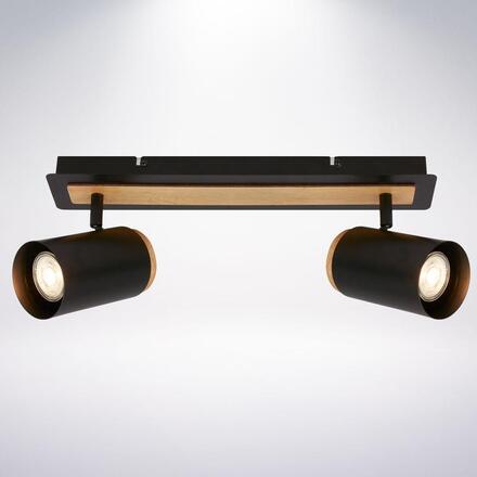 BRILONER Duta stropní bodové svítidlo - GU10 patice, max. 10W, nastavitelné, dřevo/černá, 2-ramenné 2359025