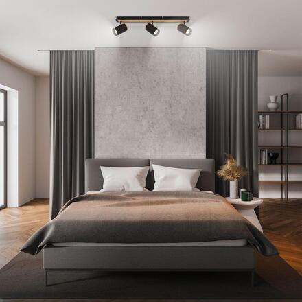 BRILONER Duta stropní bodové svítidlo - GU10 patice, max. 10W, nastavitelné, černá/dřevo, 3-ramenné 2359035