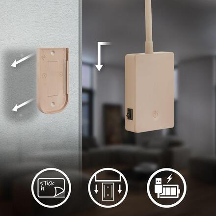 BRILONER Cielo lampa na čtení - 2W, 200lm, LED, nabíjecí, stmívatelné, dotykový vypínač, bezdrátové, béžová 2361011