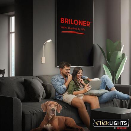 BRILONER Cielo lampa na čtení - 2W, 200lm, LED, nabíjecí, stmívatelné, dotykový vypínač, bezdrátové, béžová 2361011