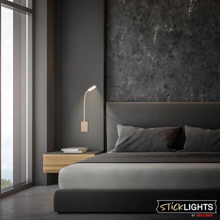 BRILONER Cielo lampa na čtení - 2W, 200lm, LED, nabíjecí, stmívatelné, dotykový vypínač, bezdrátové, béžová 2361011