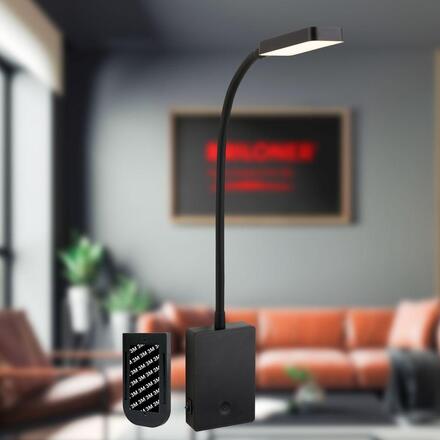 BRILONER Cielo lampa na čtení - 2W, 200lm, LED, nabíjecí, stmívatelné, dotykový vypínač, bezdrátové, černá 2361015