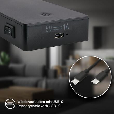 BRILONER Cielo lampa na čtení - 2W, 200lm, LED, nabíjecí, stmívatelné, dotykový vypínač, bezdrátové, černá 2361015