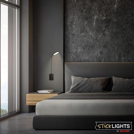 BRILONER Cielo lampa na čtení - 2W, 200lm, LED, nabíjecí, stmívatelné, dotykový vypínač, bezdrátové, černá 2361015