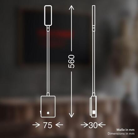 BRILONER Cielo lampa na čtení - 2W, 200lm, LED, nabíjecí, stmívatelné, dotykový vypínač, bezdrátové, bílé 2361016