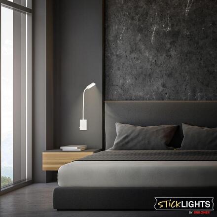 BRILONER Cielo lampa na čtení - 2W, 200lm, LED, nabíjecí, stmívatelné, dotykový vypínač, bezdrátové, bílé 2361016