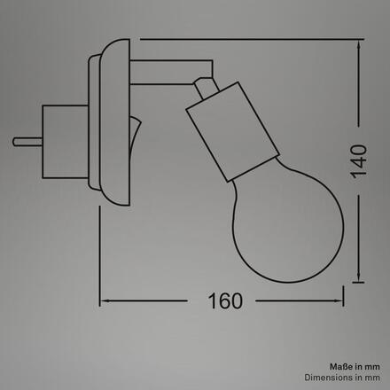 BRILONER Batita svítidlo do zásuvky - s vypínačem, nastavitelné, retro, E27 patice, béžová 2602011