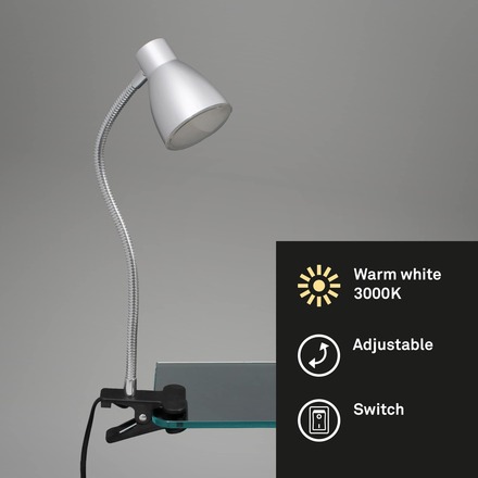 BRILONER LED svítidlo se svorkou 28,5 cm 2,5W 250lm titan BRI 2615-014P