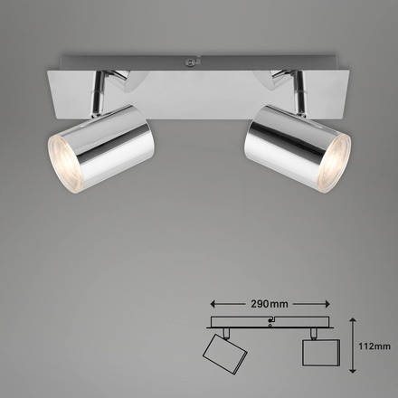 BRILONER LED bodové svítidlo 29 cm 2xGU10 max. 5W chrom BRI 2731-028