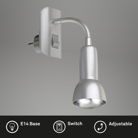 BRILONER Flexibilní svítidlo do zásuvky 22 cm 1x E14 25W titan BRI 2739-014P