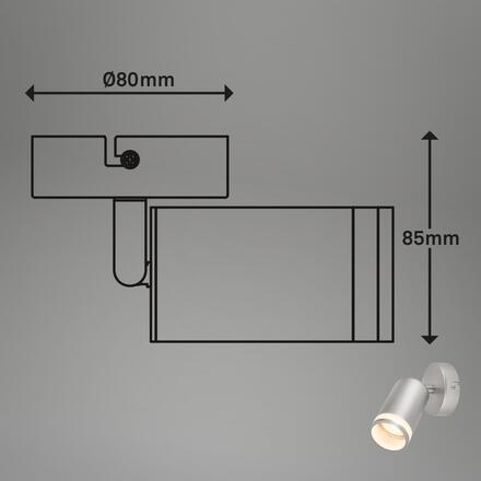 BRILONER Rub nástěnné svítidlo do interiéru, nastavitelné, s akrylovou ozdobou, matný chrom 2832014