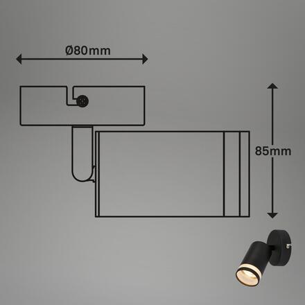 BRILONER Rub nástěnné svítidlo do interiéru, nastavitelné, s akrylovou ozdobou, černá 2832015