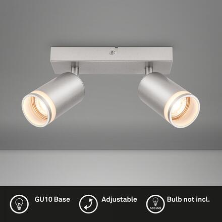 BRILONER Rub stropní bodové svítidlo, nastavitelné, akrylová ozdoba, 2-ramenné, 20cm, matný chrom 2832024