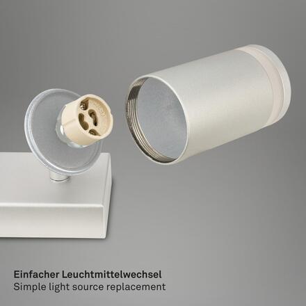 BRILONER Rub stropní bodové svítidlo, nastavitelné, akrylová ozdoba, 2-ramenné, 20cm, matný chrom 2832024