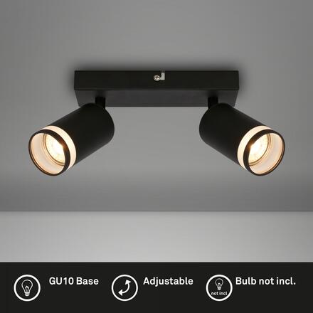 BRILONER RUB stropní bodové svítidlo, nastavitelné, akrylová ozdoba, 2-ramenné, 20cm, černé 2832025