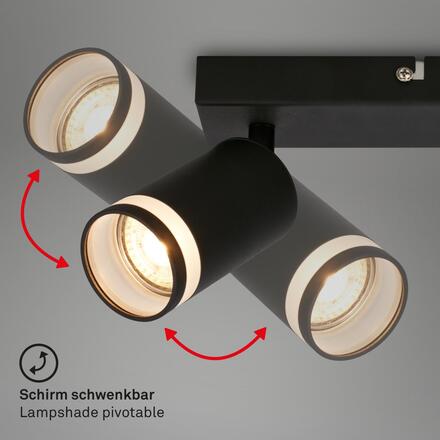 BRILONER RUB stropní bodové svítidlo, nastavitelné, akrylová ozdoba, 2-ramenné, 20cm, černé 2832025