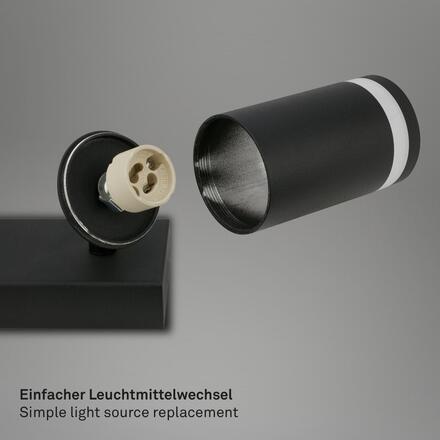 BRILONER RUB stropní bodové svítidlo, nastavitelné, akrylová ozdoba, 2-ramenné, 20cm, černé 2832025