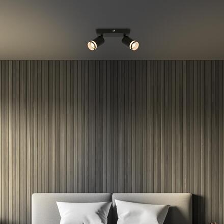 BRILONER RUB stropní bodové svítidlo, nastavitelné, akrylová ozdoba, 2-ramenné, 20cm, černé 2832025