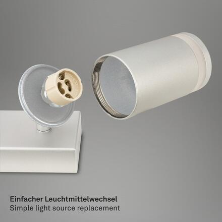 BRILONER Rub stropní bodové svítidlo, nastavitelné, akrylová ozdoba, 3-ramenné, 40cm, matný chrom 2832034