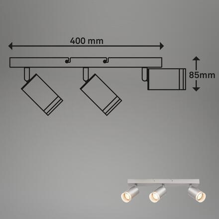 BRILONER Rub stropní bodové svítidlo, nastavitelné, akrylová ozdoba, 3-ramenné, 40cm, matný chrom 2832034