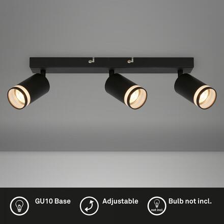 BRILONER Rub stropní bodové svítidlo, nastavitelné, akrylová ozdoba, 3-ramenné, 40cm, černá 2832035