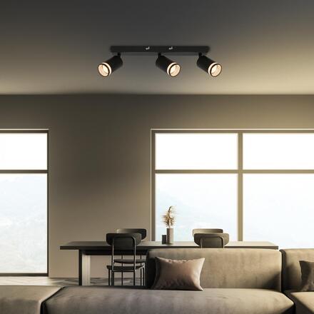 BRILONER Rub stropní bodové svítidlo, nastavitelné, akrylová ozdoba, 3-ramenné, 40cm, černá 2832035