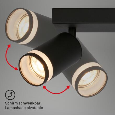 BRILONER Rub stropní bodové svítidlo, nastavitelné, akrylová ozdoba, 4-ramenné, 56cm, černá 2832045