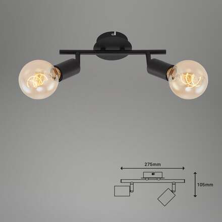 BRILONER Bodové svítidlo 27,5 cm 2x E27 60W černá BRI 2868025