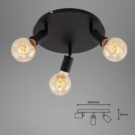 BRILONER Bodové svítidlo pr. 30 cm 3x E27 60W černá BRI 2868035