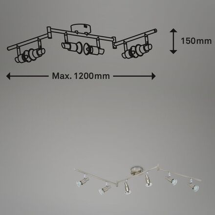BRILONER Bodové svítidlo 120 cm 6xGU10 18W 1680lm matný nikl BRI 2907-062